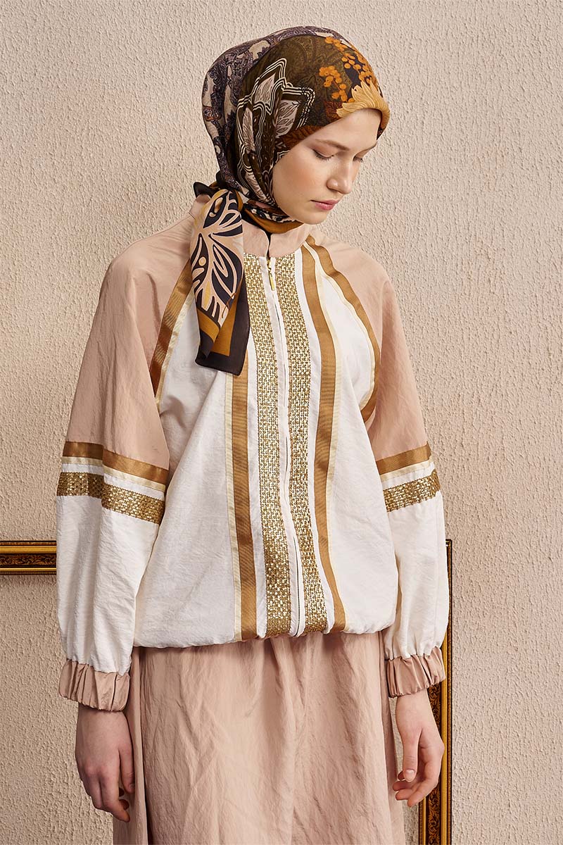 Vision Art Collection Mozaic Eşarp - Kahverengi/Be