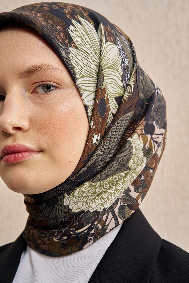 Vision Art Collection Mozaic Eşarp - Mor/Kahve