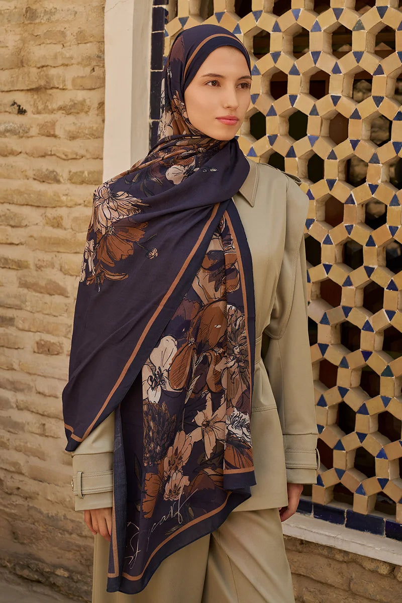 Nadia Cotton Modal Shawl - Dark Brown