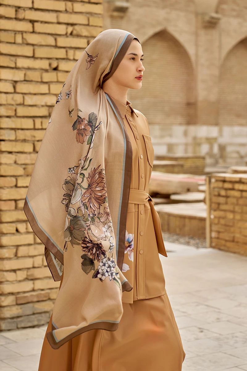 Nadia Cotton Modal Shawl - Light Brown