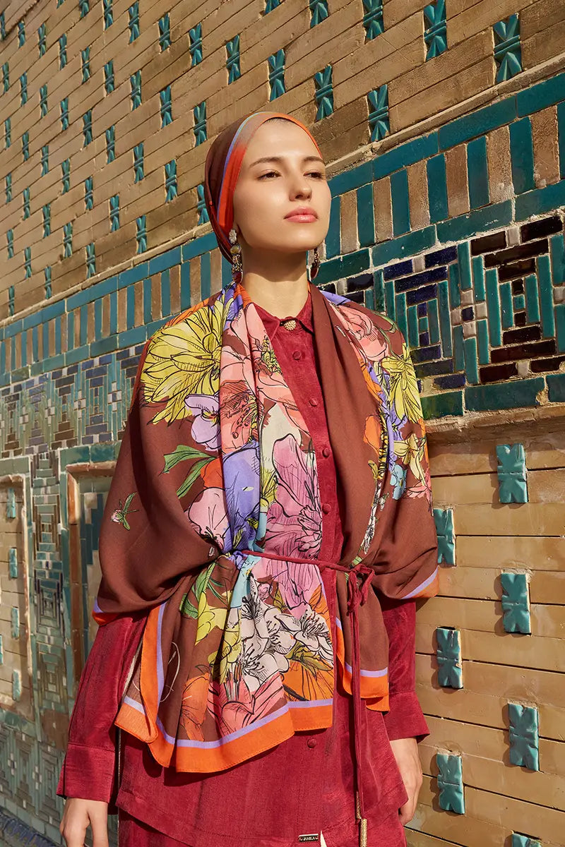 Nadia Pamuk Modal Şal - Turuncu