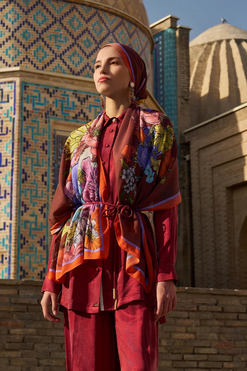 Nadia Pamuk Modal Şal - Turuncu