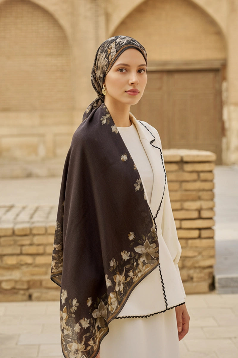 Nev Yün İpek Şal - Acı Kahve