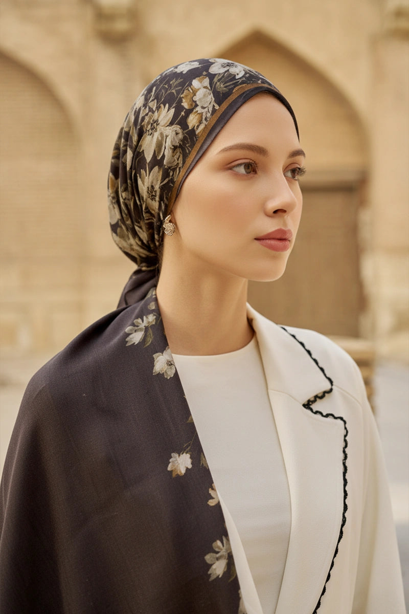 Nev Yün İpek Şal - Acı Kahve