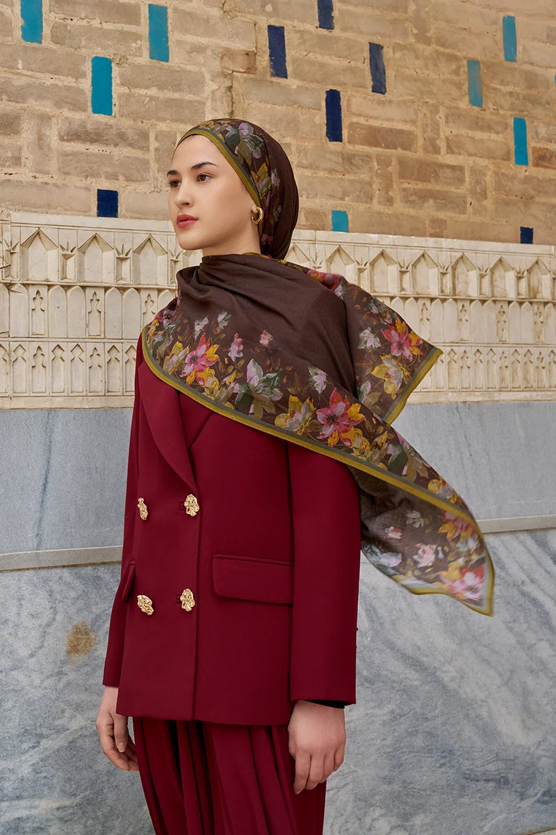 Nev Yün İpek Şal - Kahverengi