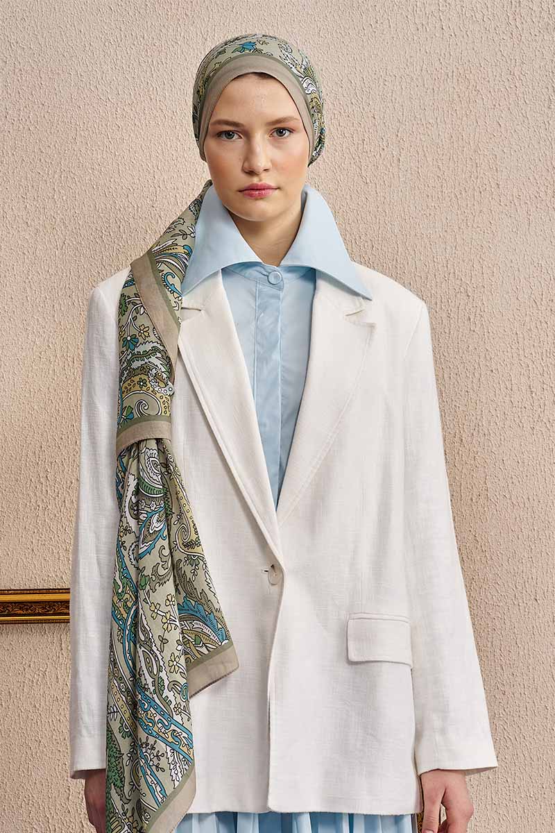 Pamuk İpek Diamora Şal - Mint