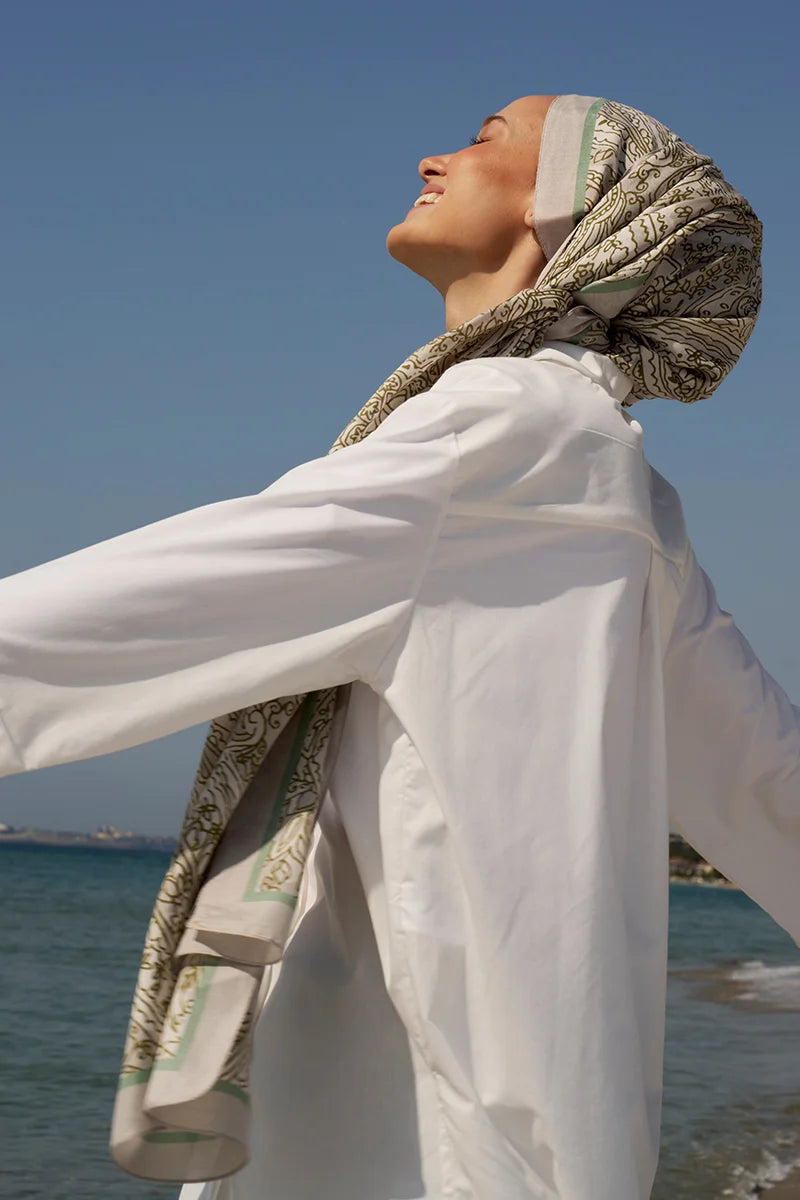 Shawl Pattern Cotton Silk Shawl - Beige