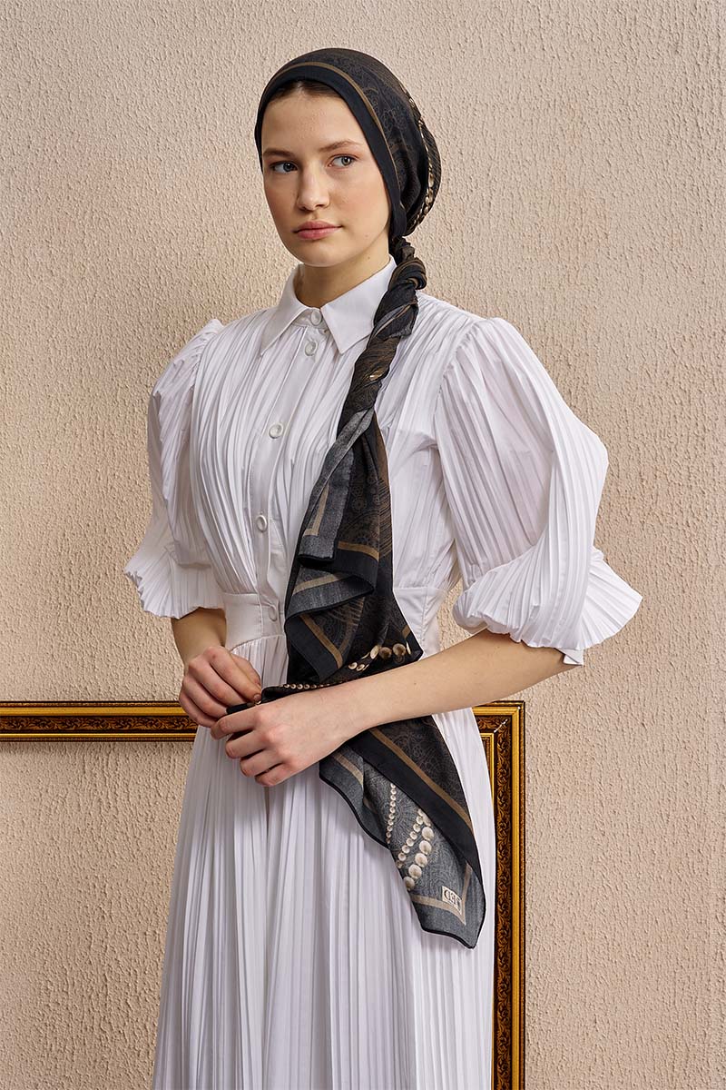 Cotton Silk Pearl Shawl - Brown