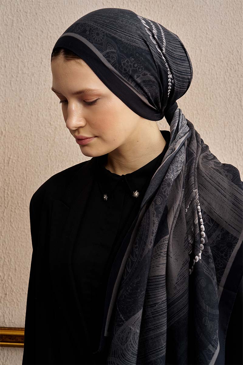 Pamuk İpek Pearl Şal - Siyah