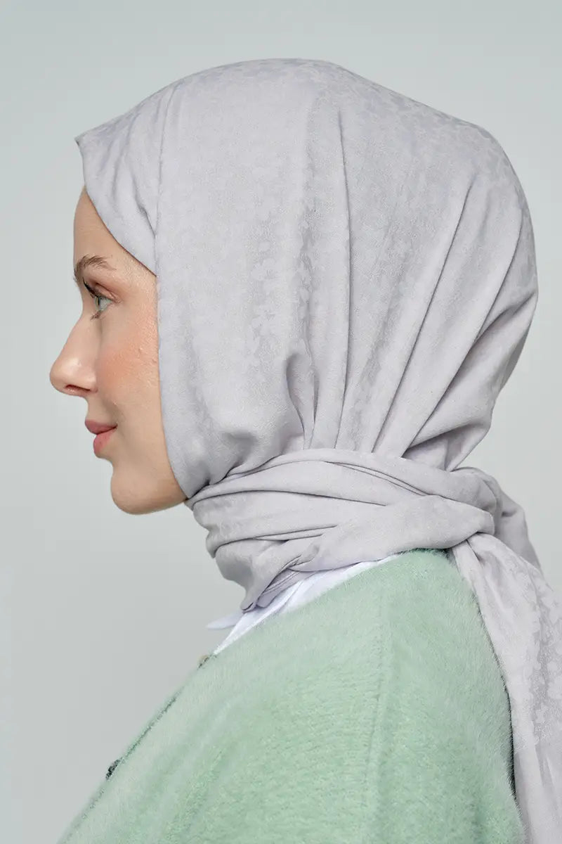 Pamuklu Şal Çiçek Desen - Gri