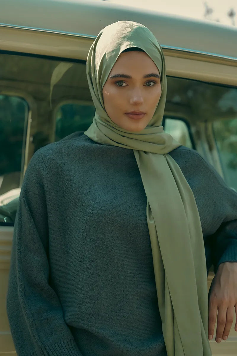 İpeksi Jakar Şal Papatya Desen - Yeşil