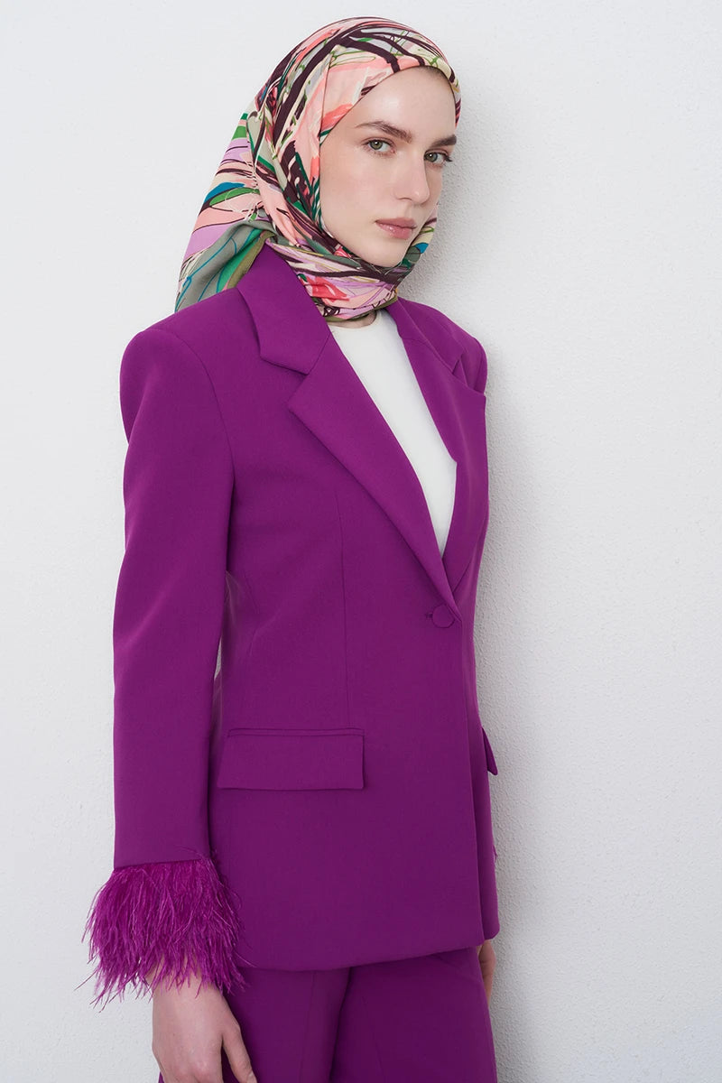Perspektif Desen Viskon Floş Eşarp - Soft Pembe