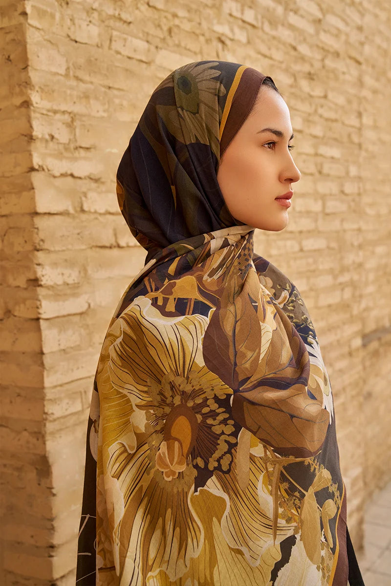 Reine Cotton Modal Shawl - Brown