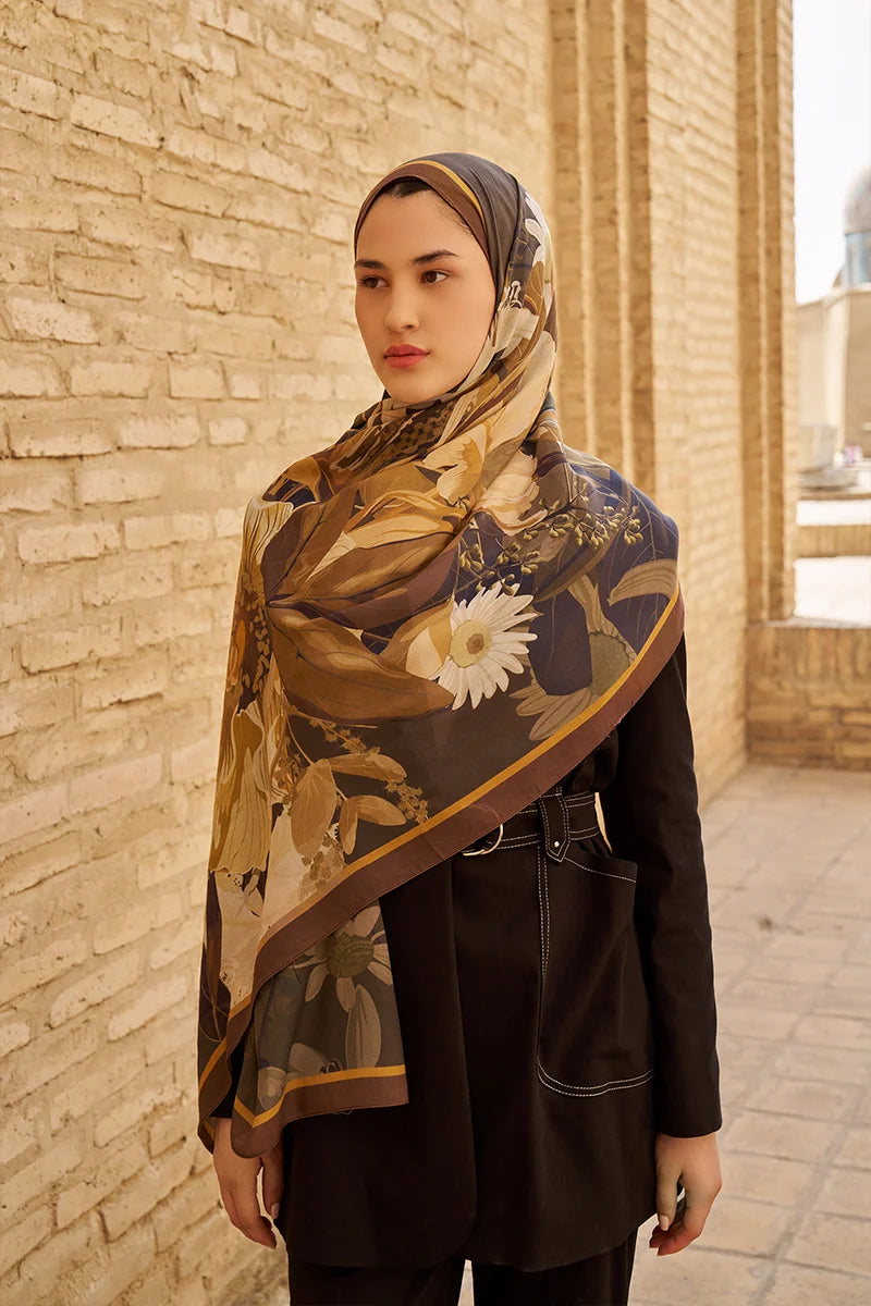 Reine Cotton Modal Shawl - Brown