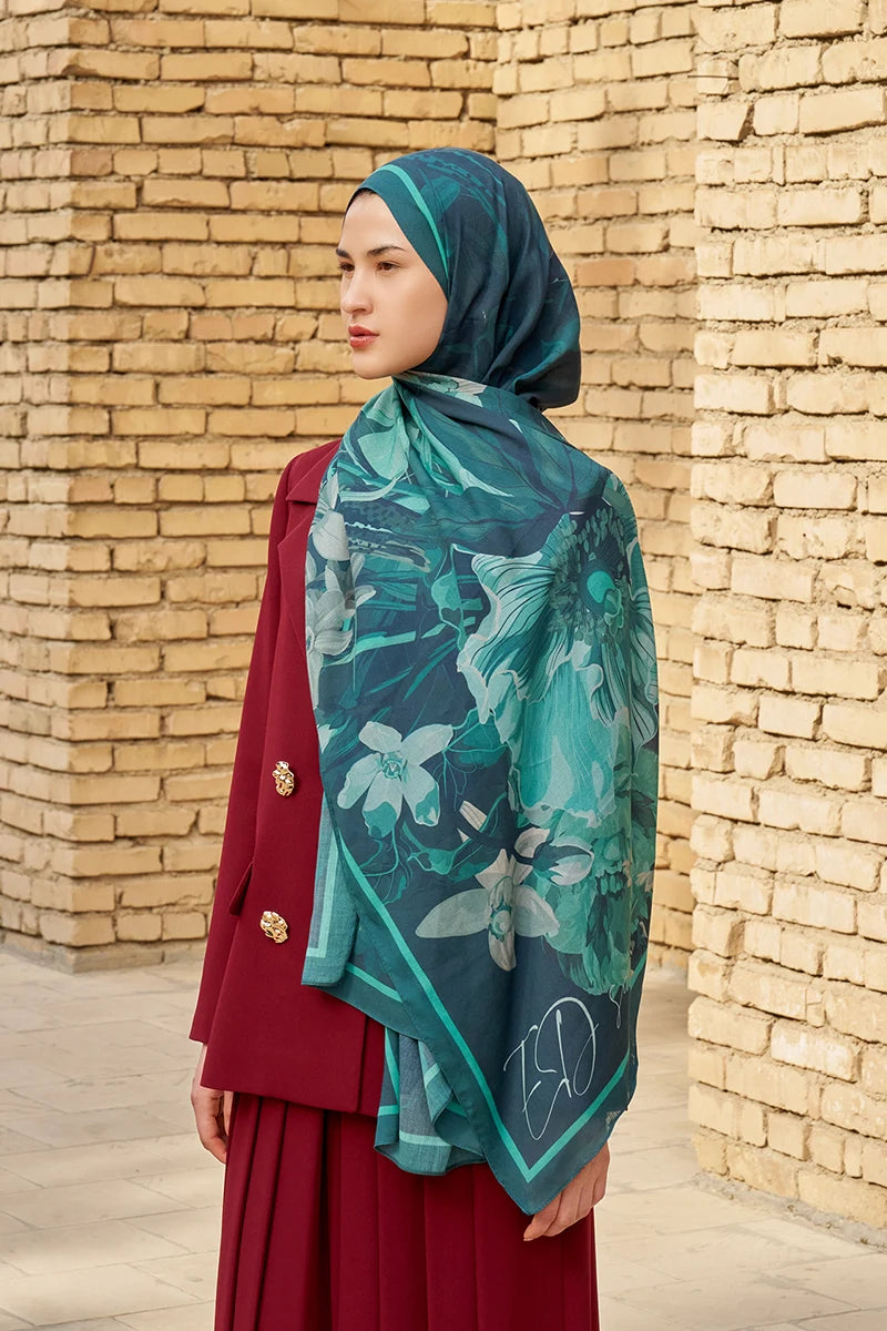 Reine Cotton Modal Shawl - Petrol