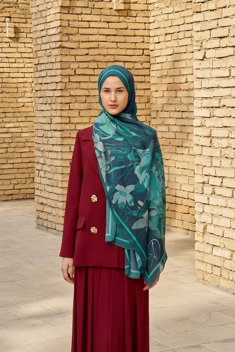 Reine Cotton Modal Shawl - Petrol