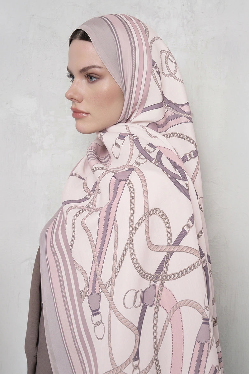 Floş Viskon Şal Reins Desen - Pembe