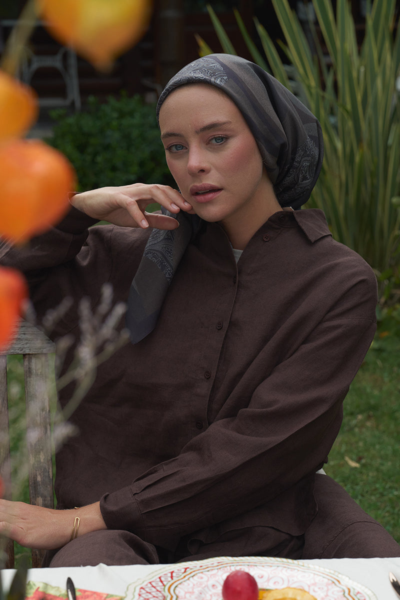 Lace Modal Eşarp - Kahve