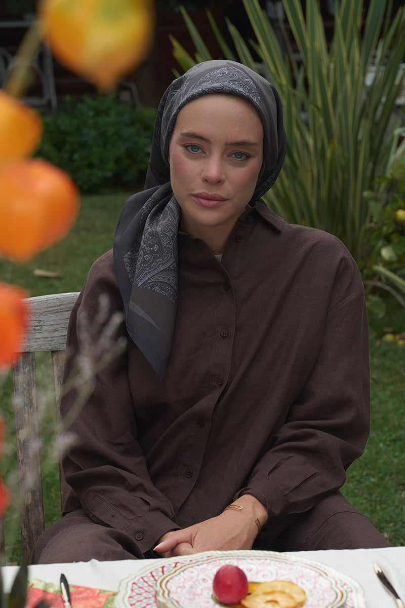 Lace Modal Scarf - Brown