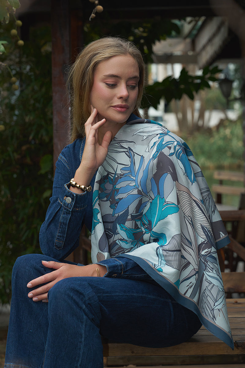 Leafly Modal Eşarp - Mavi