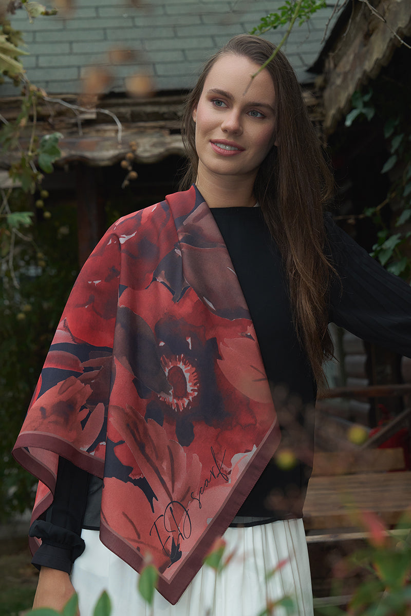 Rosa Modal Eşarp - Koyu Kırmızı