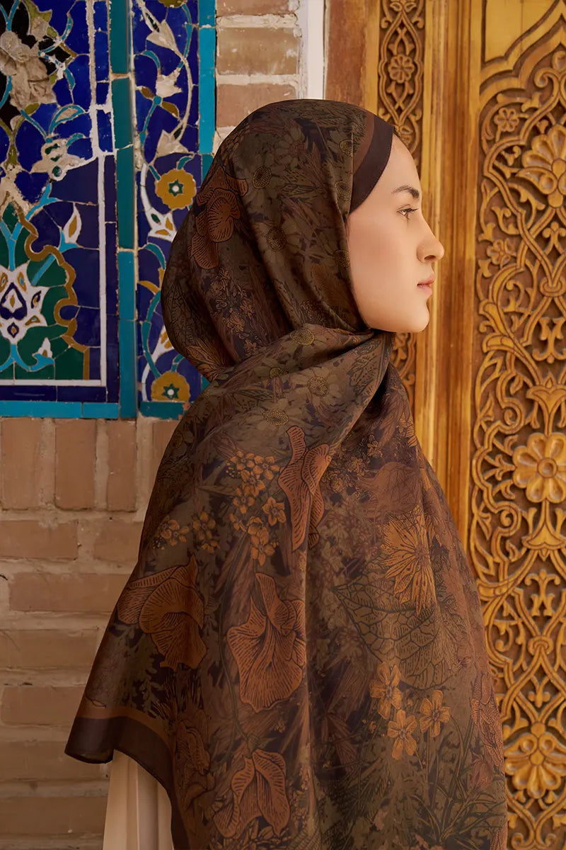 Rustle Floş Viskon Şal - Kahverengi