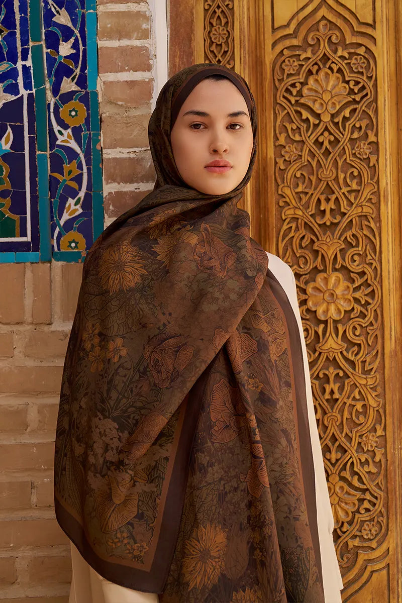 Rustle Floss Viscose Shawl - Brown