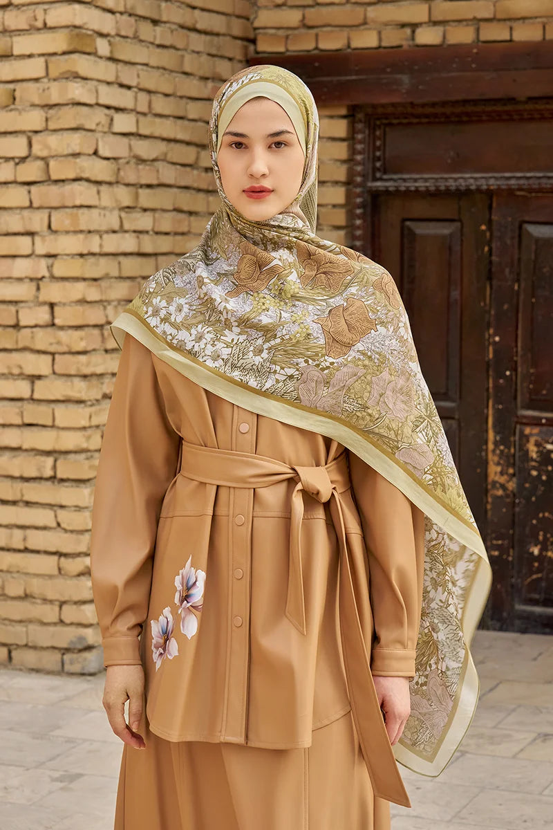 Rustle Floss Viscose Shawl - Olive Green