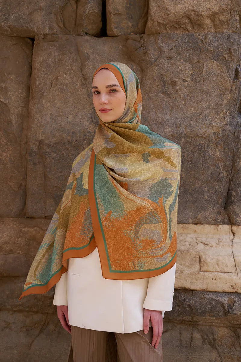 Sunrise Dream Pattern Shawl - Orange