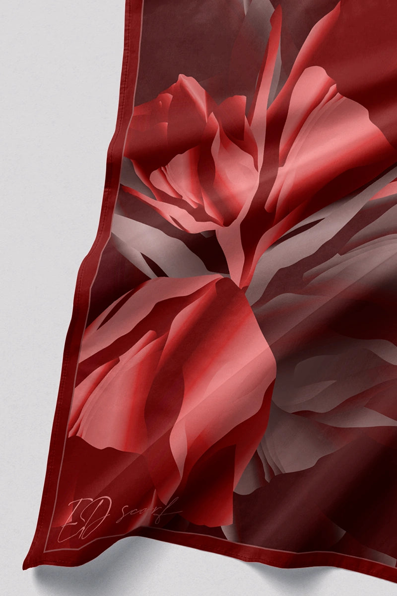 Safir Desen Viskon Floş Eşarp - Bordo