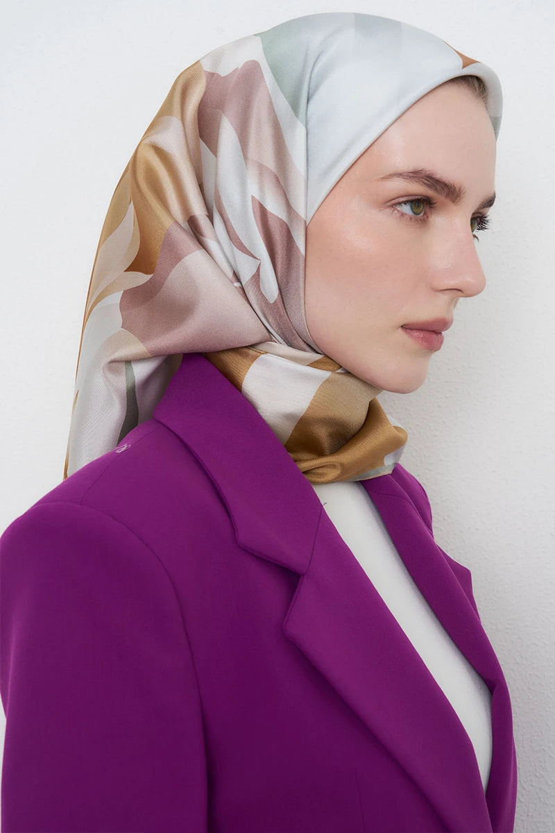 Serap Twill İpek Eşarp - Bej