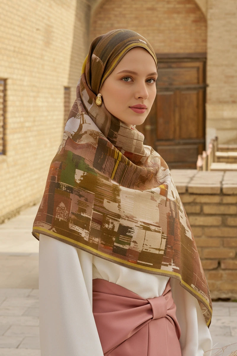 Sitare Wool Silk Shawl - Beige