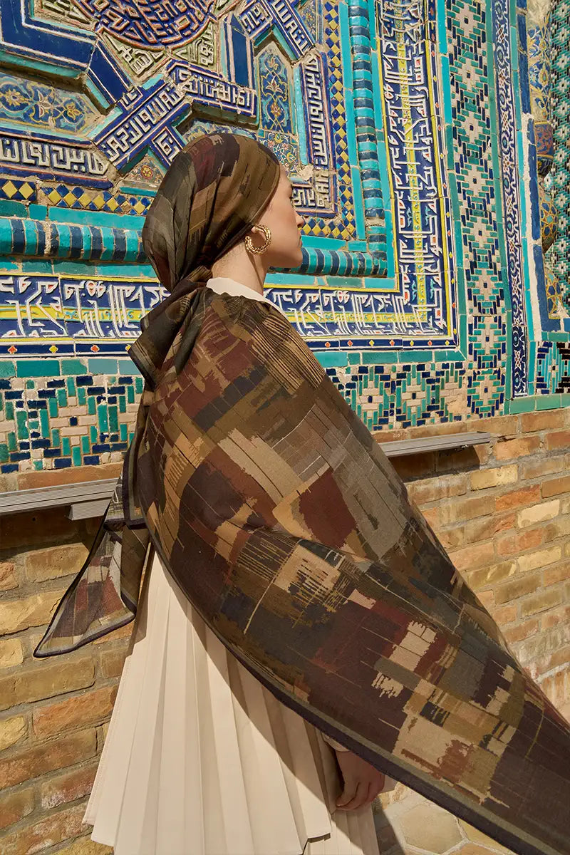 Sitare Wool Silk Shawl - Brown