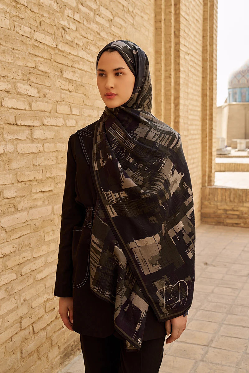 Sitare Yün İpek Şal - Siyah