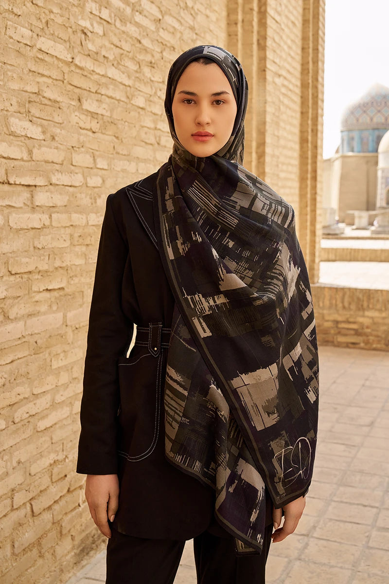 Sitare Yün İpek Şal - Siyah