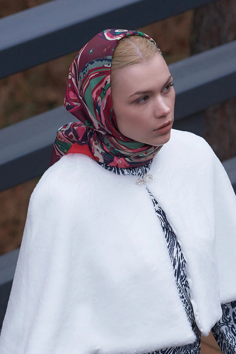 Sofistik Desen Modal Eşarp - Mürdüm