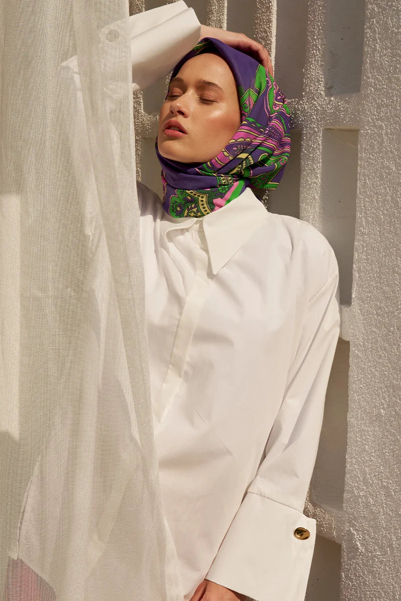 Motif Desen Modal Eşarp - Mor