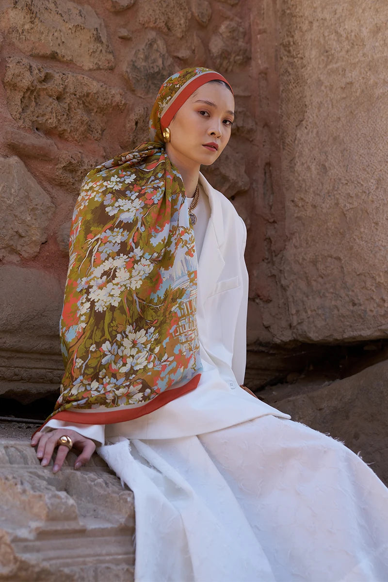 Sunrise Bahar Desen Şal - Turuncu