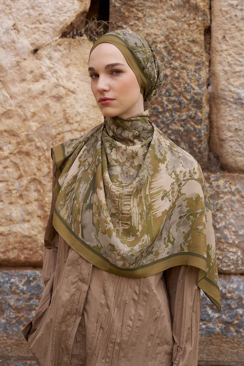 Sunrise Bahar Desen Şal - Haki