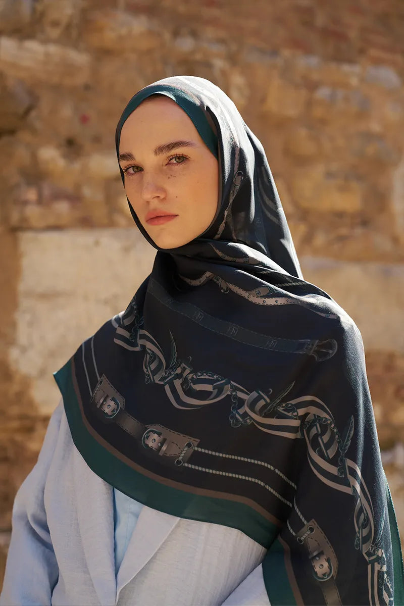 Sunrise Barok Desen Şal - Petrol