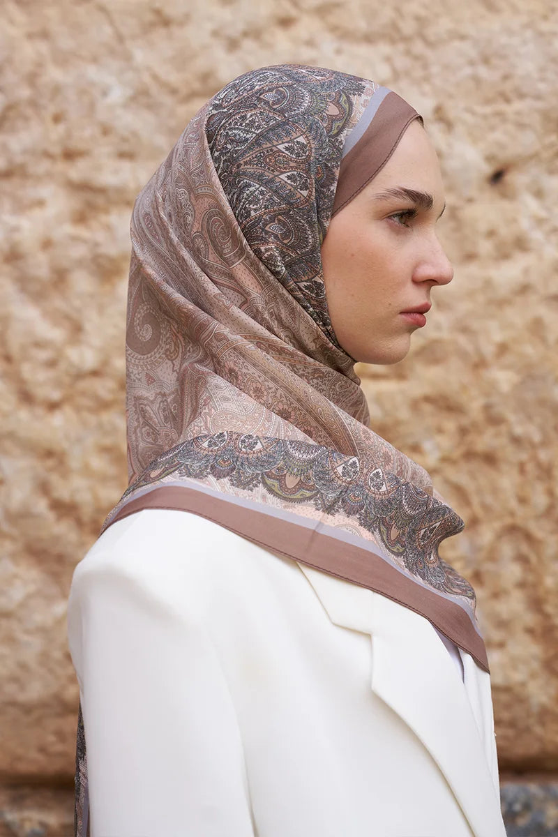 Sunrise Etnik Desen Şal - Kahverengi