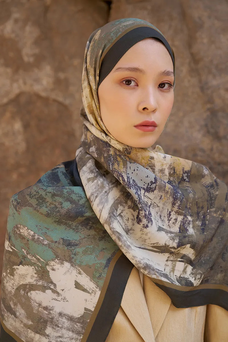 Sunrise Fırça Desen Şal - Yeşil