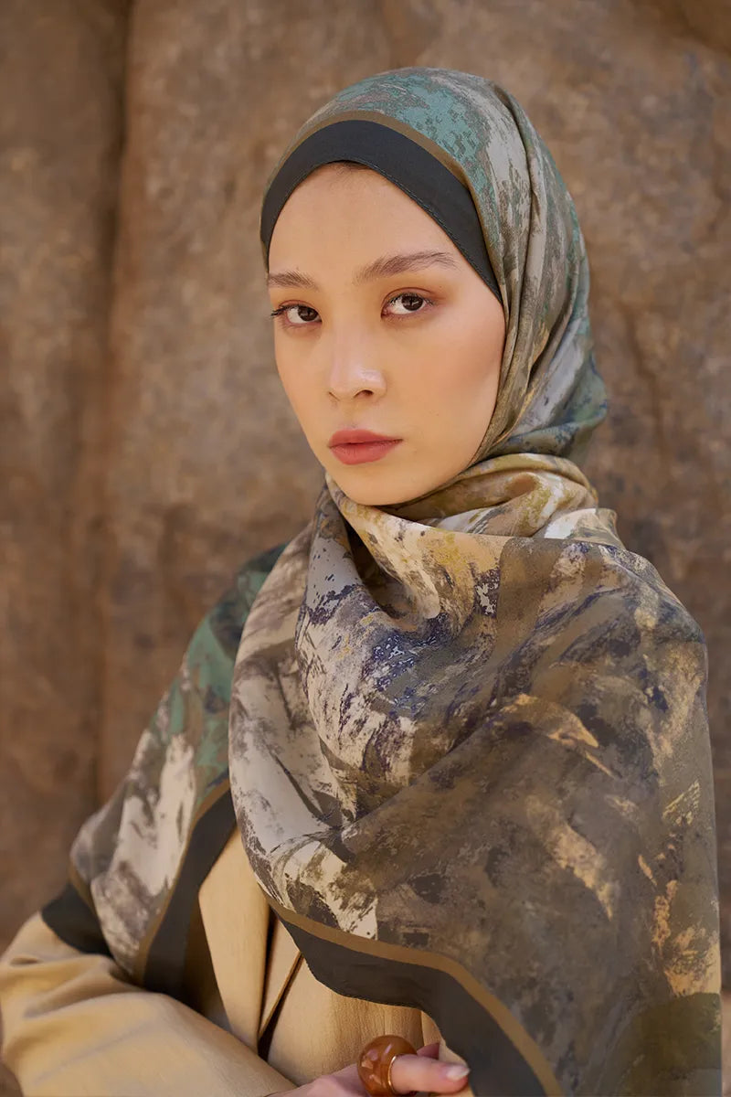 Sunrise Fırça Desen Şal - Yeşil