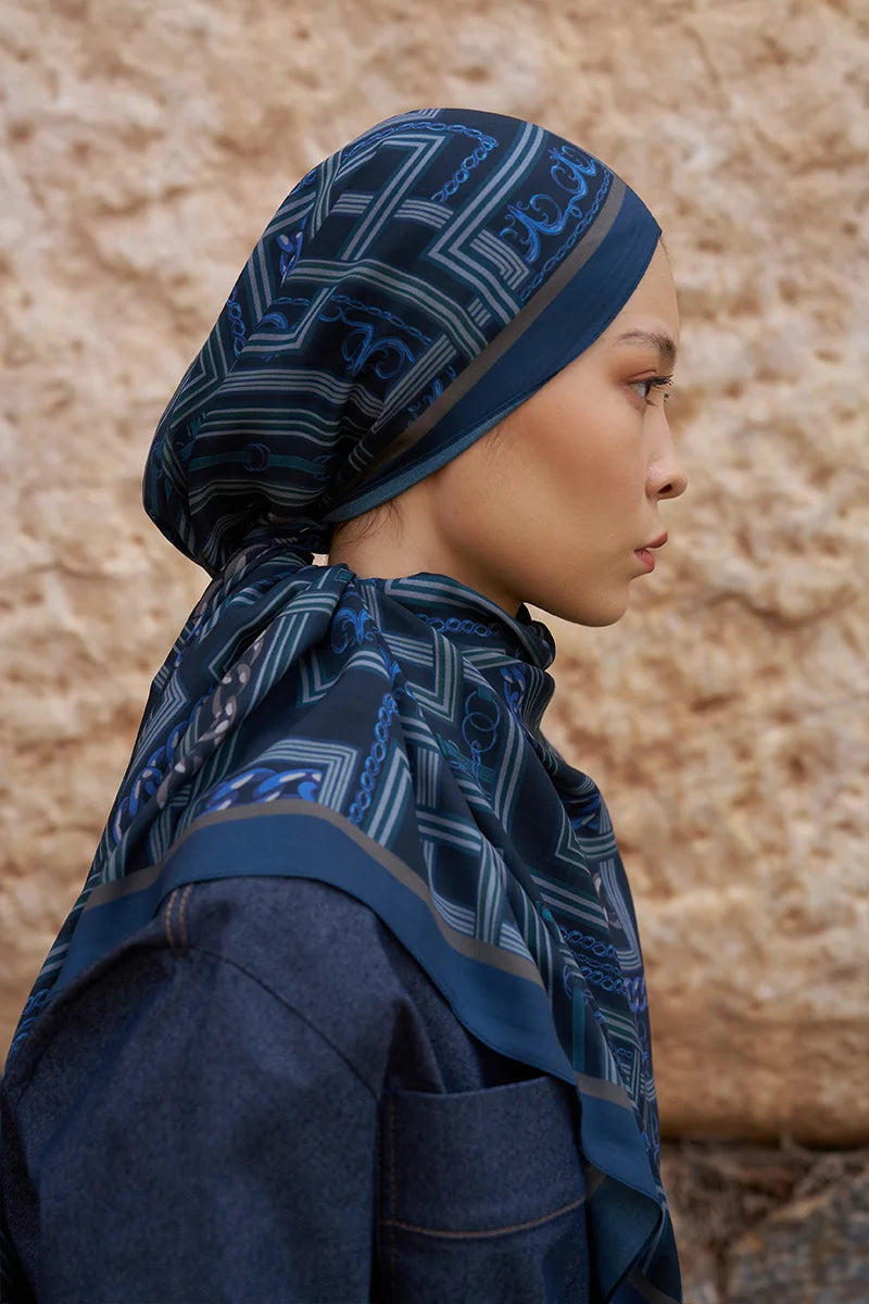 Sunrise Geometrik Desen Şal - Lacivert