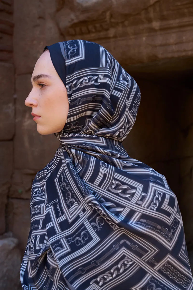 Sunrise Geometrik Desen Şal - Siyah