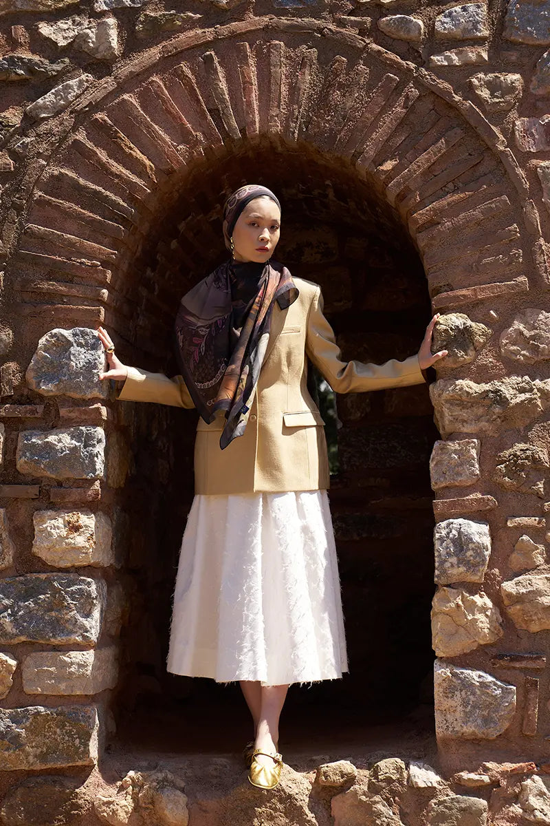 Sunrise Carnival Pattern Shawl - Brown