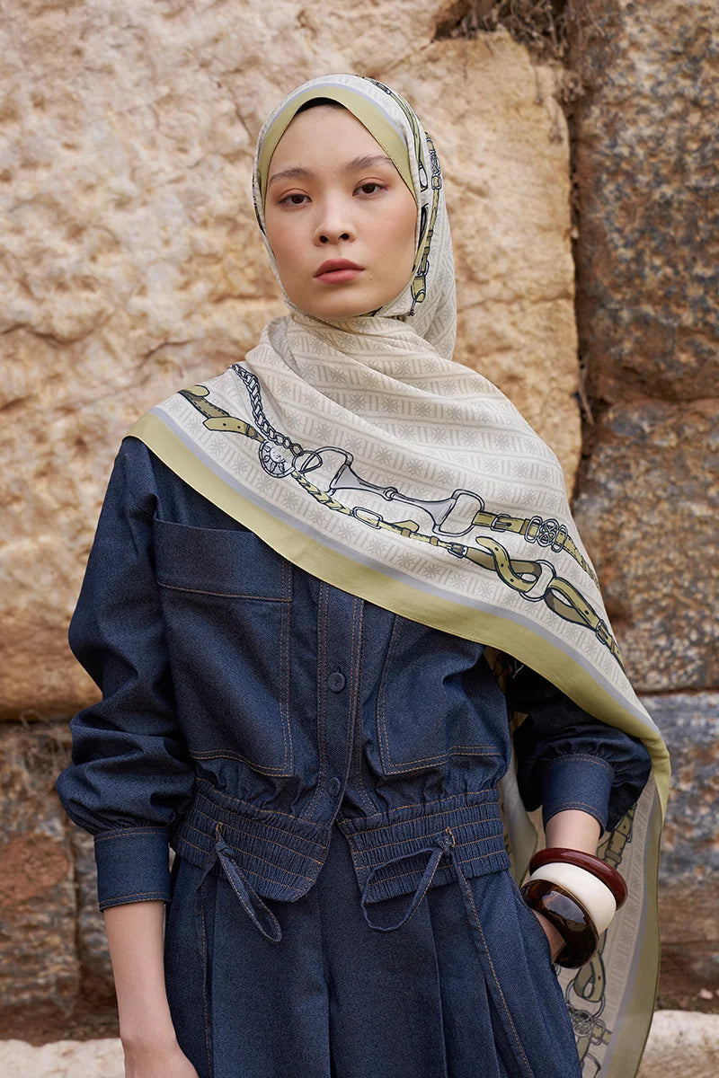 Sunrise Belt Pattern Shawl - Green