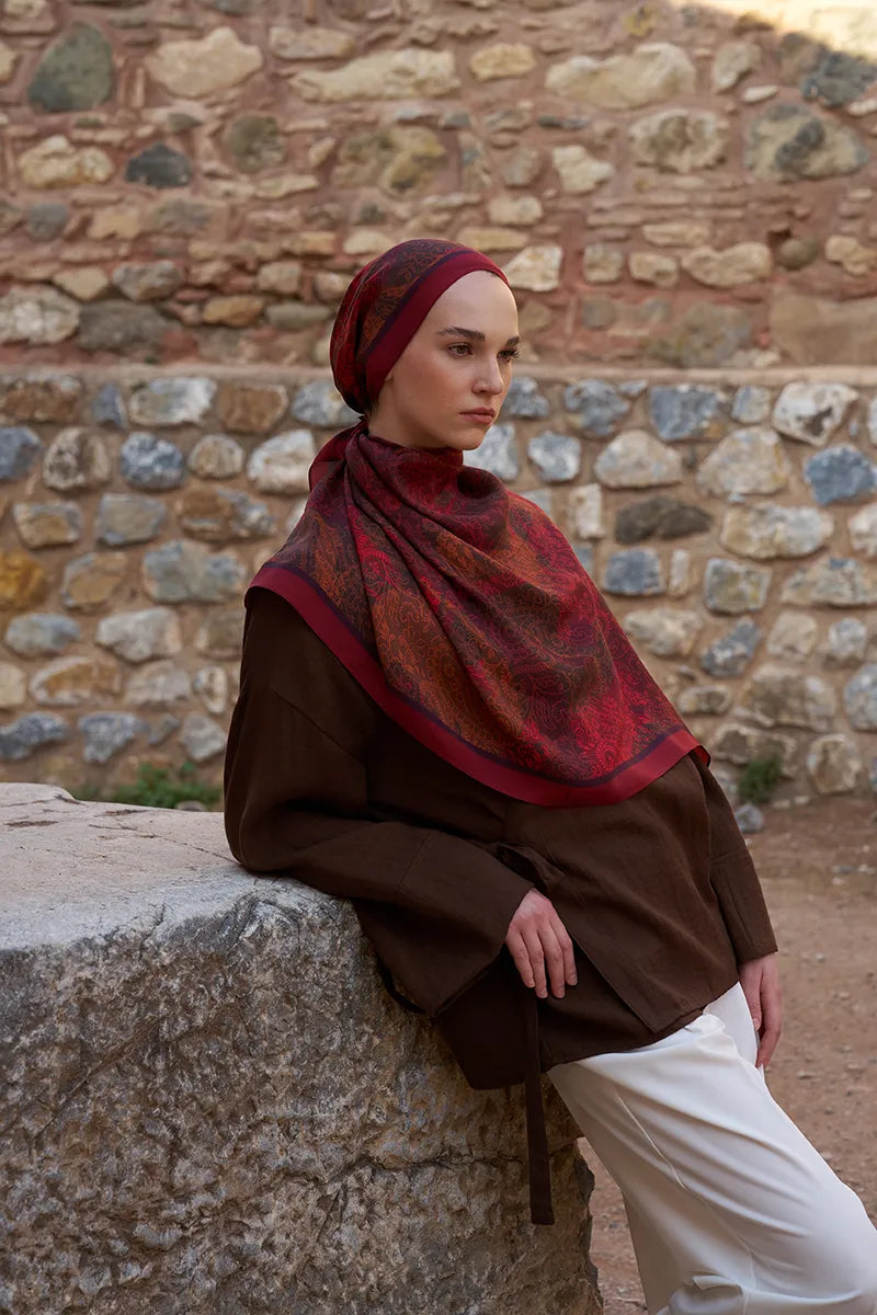 Sunrise Dream Pattern Shawl - Red