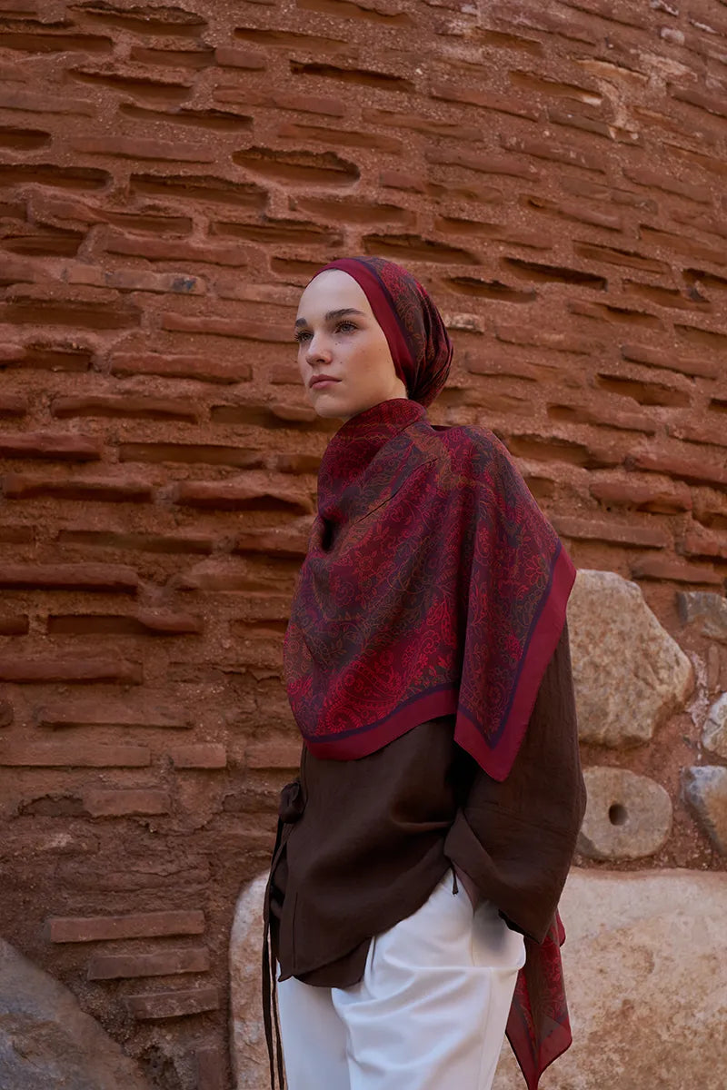 Sunrise Rüya Desen Şal - Kırmızı