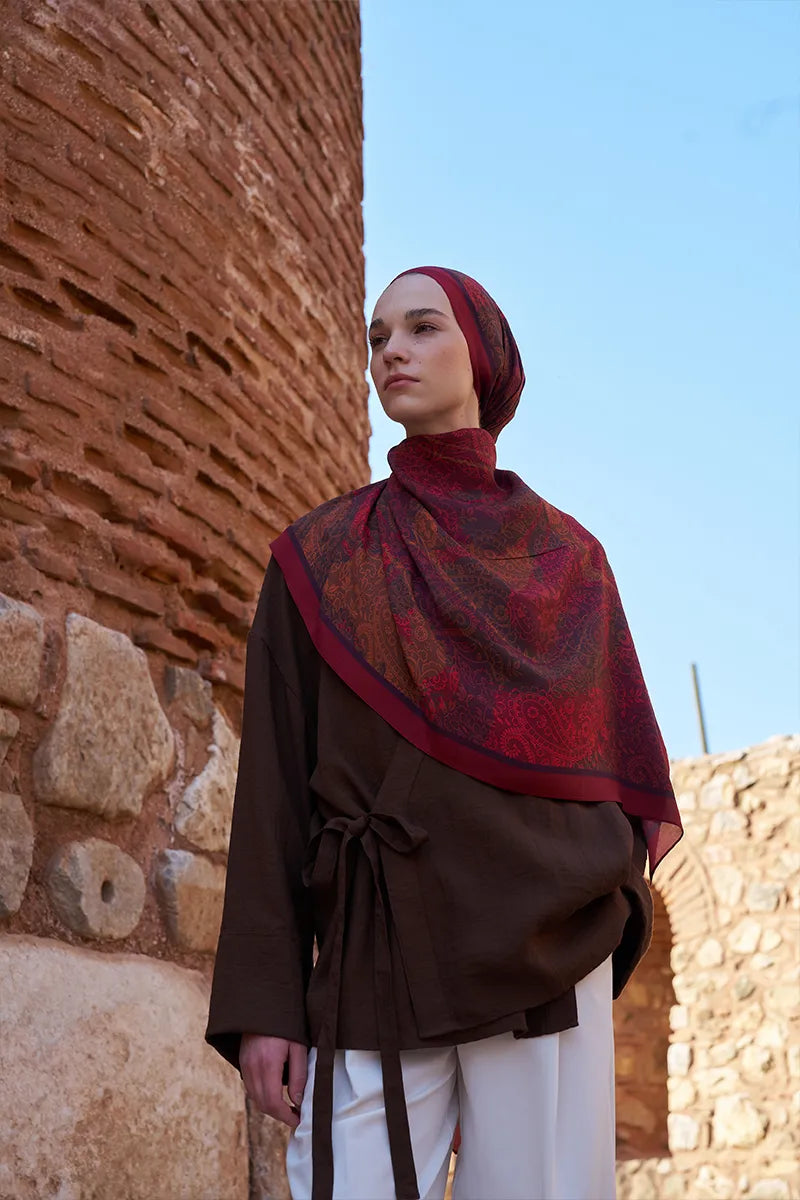 Sunrise Dream Pattern Shawl - Red